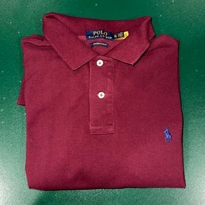 Maroon long sleeve custom fit polo